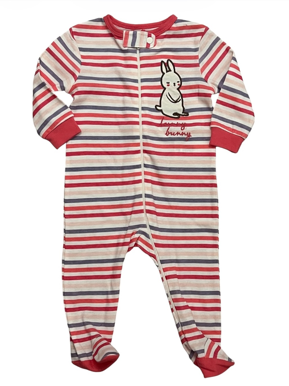 Joe Fresh Baby Lovely Bunny Striped Footed Sleeper 3-6M NWT